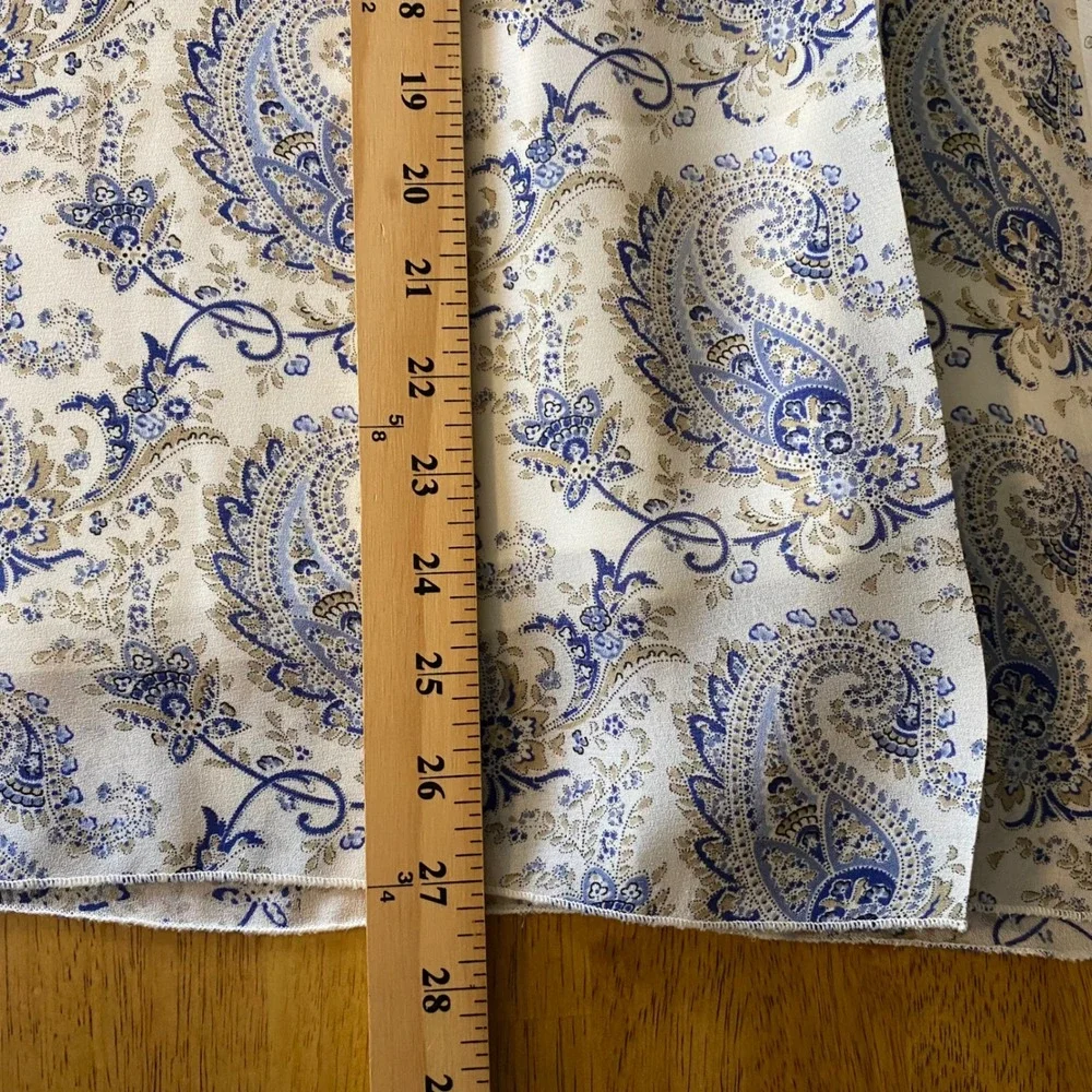 Jonathan Martin Studio Paisley Midi Skirt Womens Large Blue Cream Coastal Office